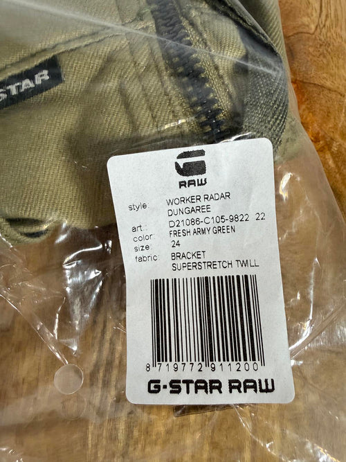 NWT G-Star RAW Women’s Worker Radar Green Dungaree Overalls Size 24