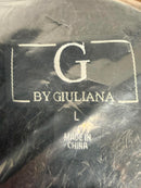 NWT G by Giuliana Fuzzy Knit Scoop Neck Sweater Mock Turtleneck Black Large