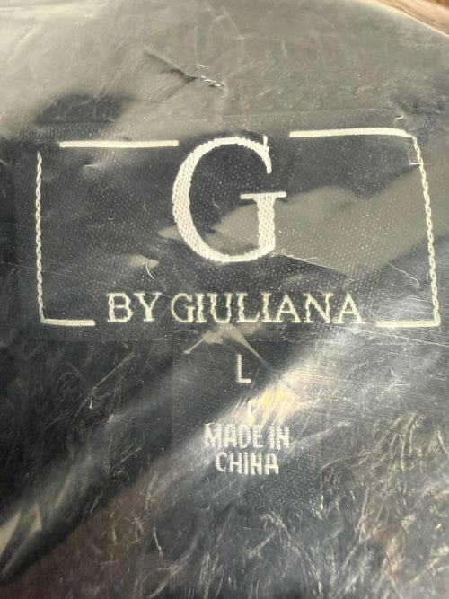 NWT G by Giuliana Fuzzy Knit Scoop Neck Sweater Mock Turtleneck Black Large