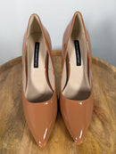 French Connection Patent Leather Nude Heels Pumps US 9 NWB