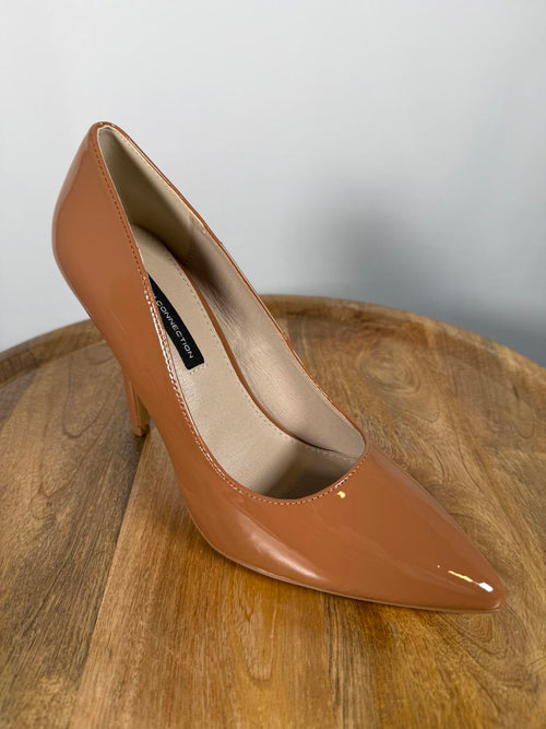 French Connection Patent Leather Nude Heels Pumps US 6 NWB