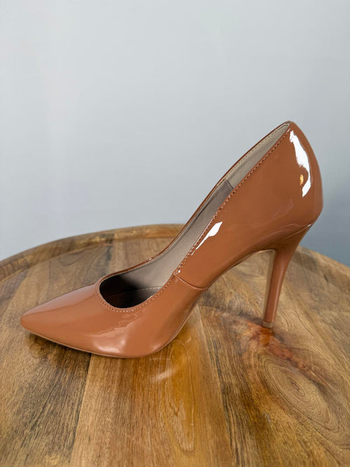 French Connection Patent Leather Nude Heels Pumps US 6 NWB