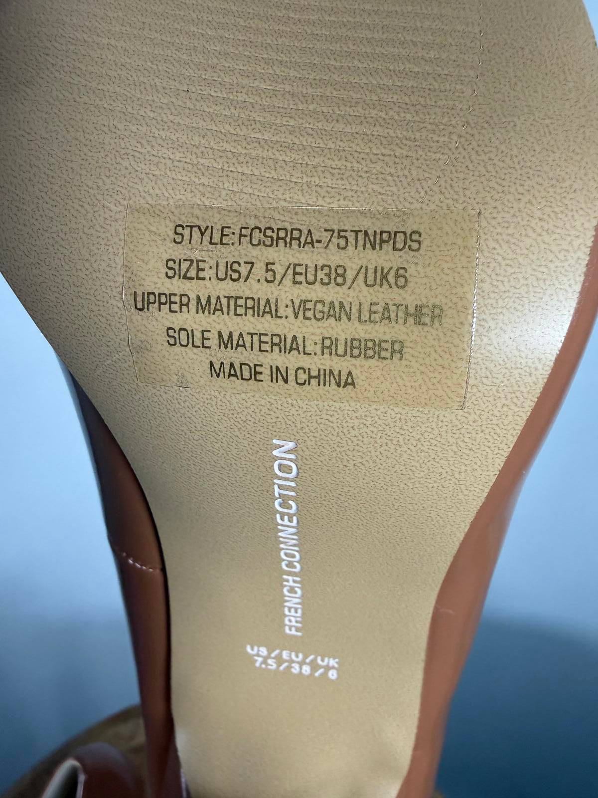 French Connection Patent Leather Nude Heels Pumps US 7.5 NWB