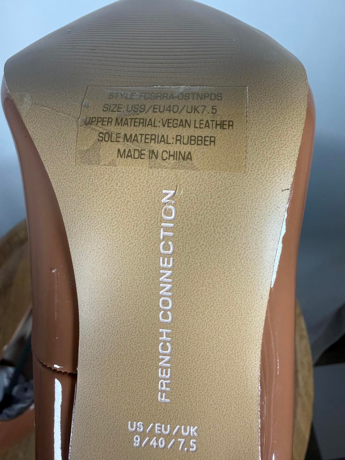 French Connection Patent Leather Nude Heels Pumps US 9 NWB