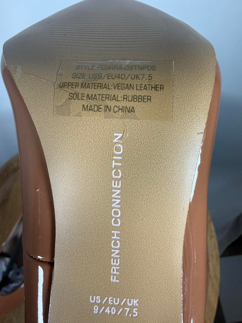 French Connection Patent Leather Nude Heels Pumps US 9 NWB