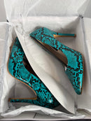 French Connection Snakeskin Print Heels Green/Black Size 6 NWB