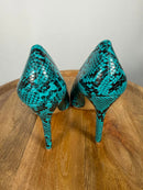 French Connection Snakeskin Print Heels Green/Black Size 6 NWB