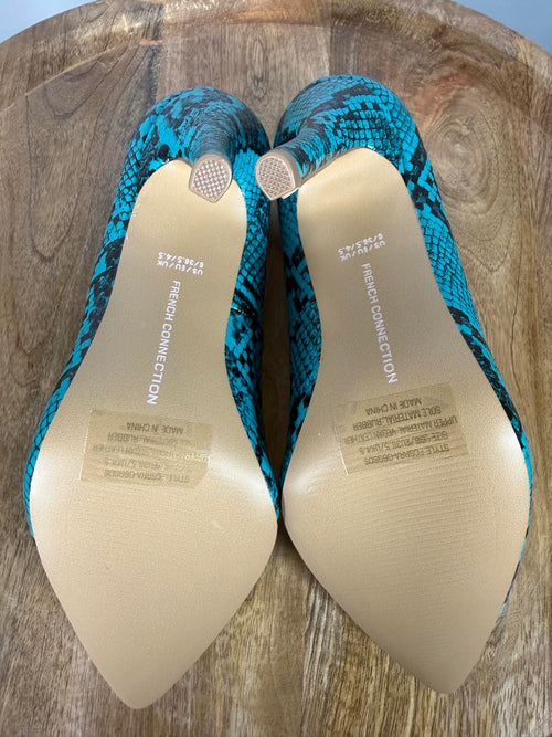 French Connection Snakeskin Print Heels Green/Black Size 6 NWB