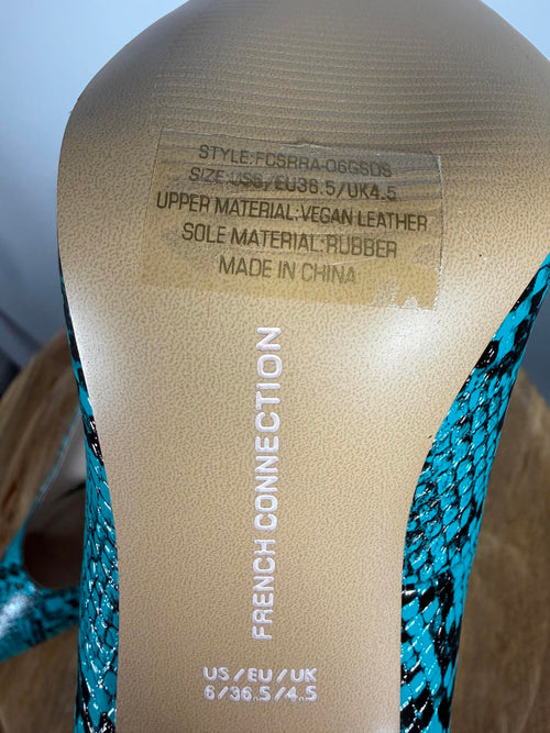 French Connection Snakeskin Print Heels Green/Black Size 6 NWB