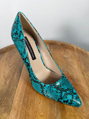 French Connection Snakeskin Print Heels Green/Black Size 6 NWB