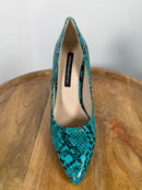 French Connection Snakeskin Print Heels Green/Black Size 6 NWB