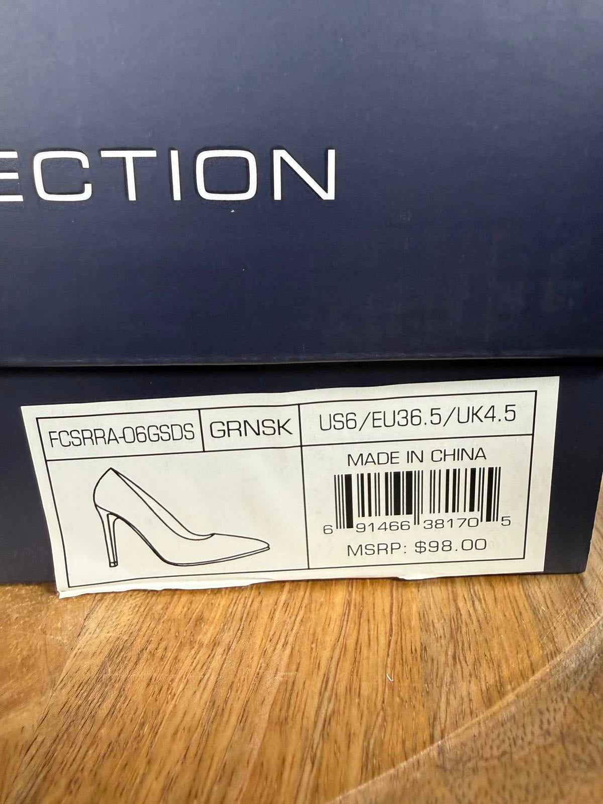 French Connection Snakeskin Print Heels Green/Black Size 6 NWB