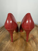 French Connection Red Croc Embossed Pointed Toe Heels Size 6 NWB