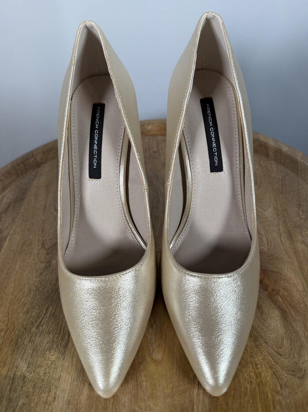 French Connection Metallic Champagne Pointed Toe Heels Size 7.5 NWB