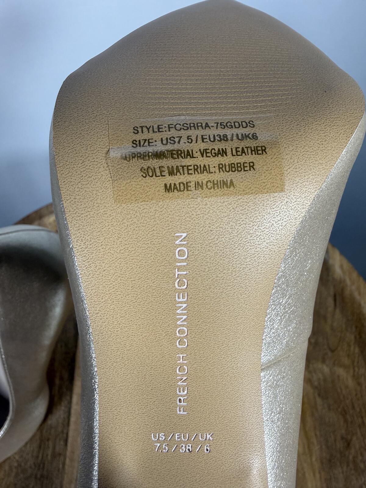 French Connection Metallic Champagne Pointed Toe Heels Size 7.5 NWB