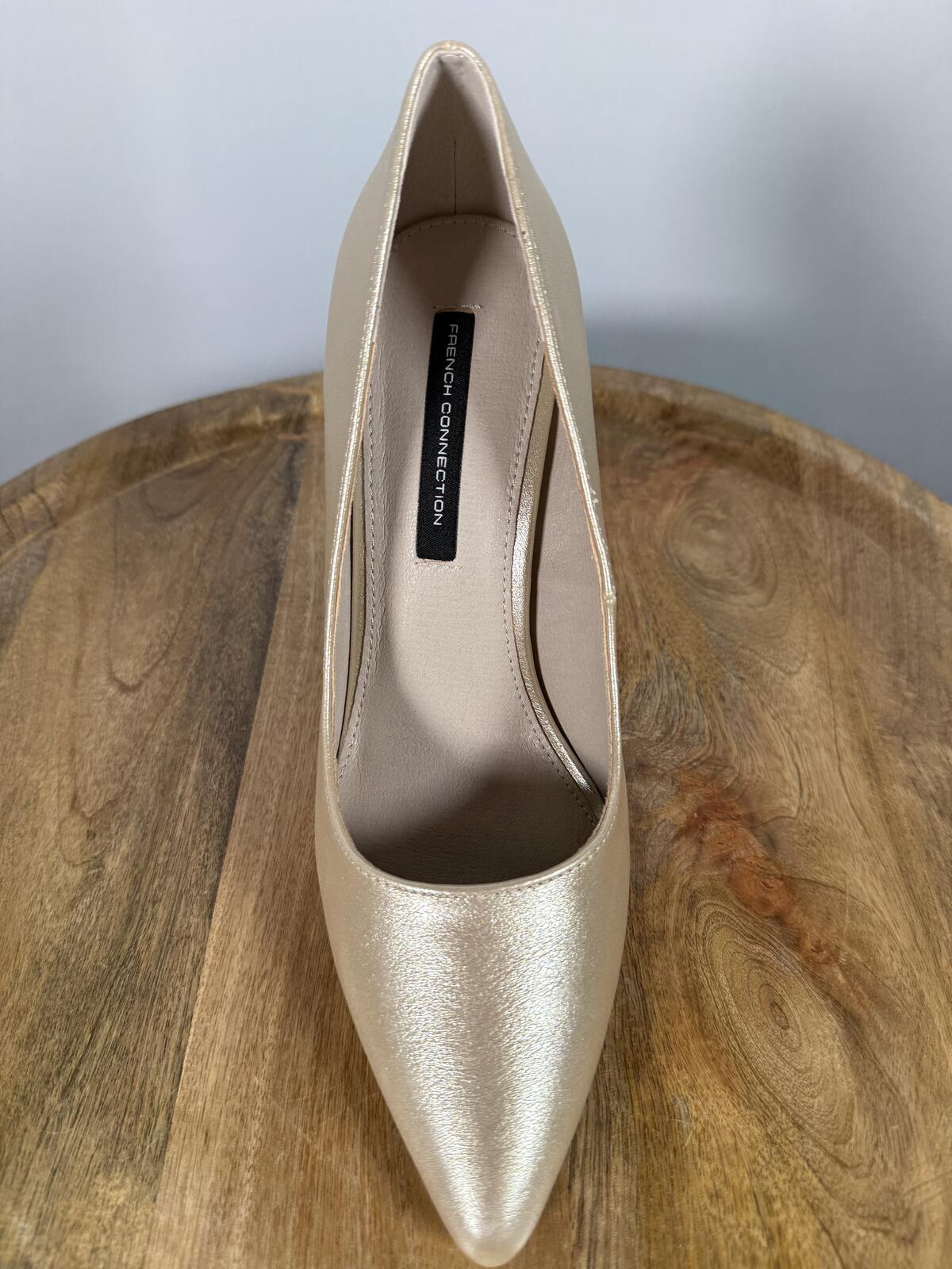 French Connection Metallic Champagne Pointed Toe Heels Size 7.5 NWB