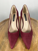 French Connection Burgundy Suede Pointed Toe Heels Size 9 NWB