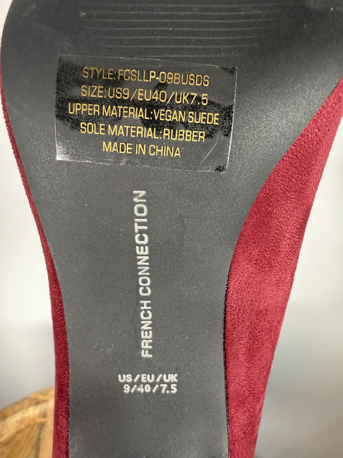 French Connection Burgundy Suede Pointed Toe Heels Size 9 NWB