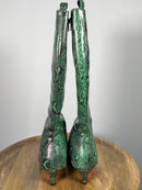French Connection Green Snakeskin Heeled Boots Pointed Toe Size 6 NWB