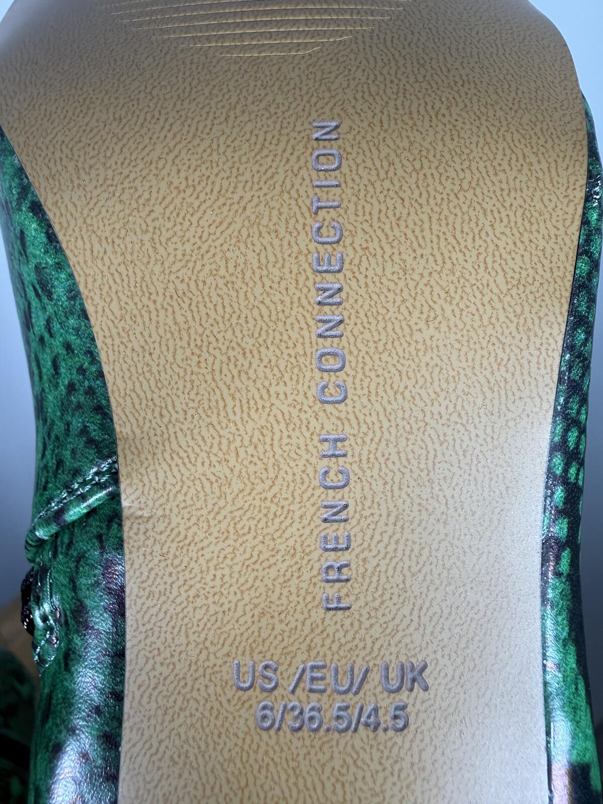 French Connection Green Snakeskin Heeled Boots Pointed Toe Size 6 NWB