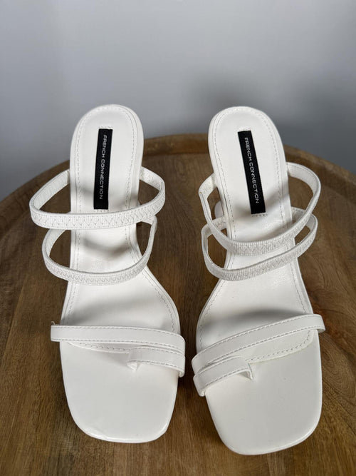 French Connection White Strappy Block Heel Sandal Womens US 10 NWB