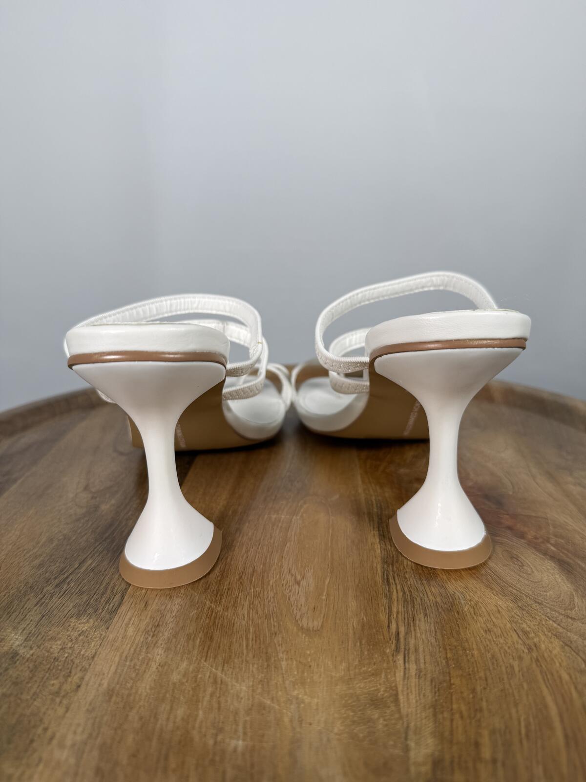 French Connection White Strappy Block Heel Sandal Womens US 10 NWB