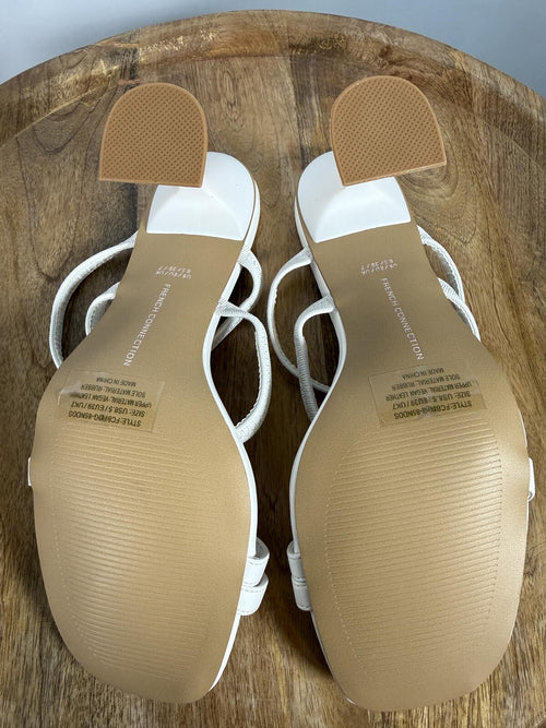 French Connection White Strappy Block Heel Sandal Womens US 8.5 NWB
