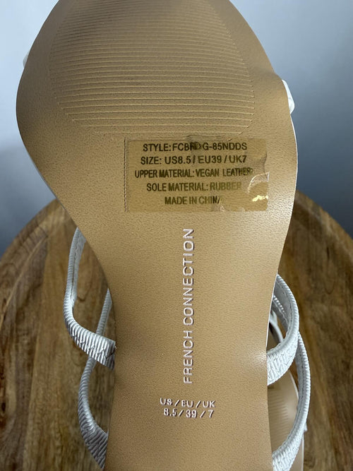 French Connection White Strappy Block Heel Sandal Womens US 8.5 NWB