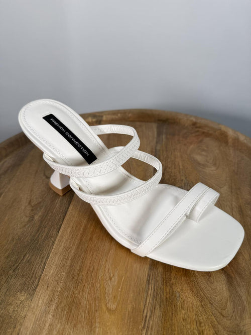 French Connection White Strappy Block Heel Sandal Womens US 9.5 NWB