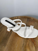 French Connection White Strappy Block Heel Sandal Womens US 9.5 NWB