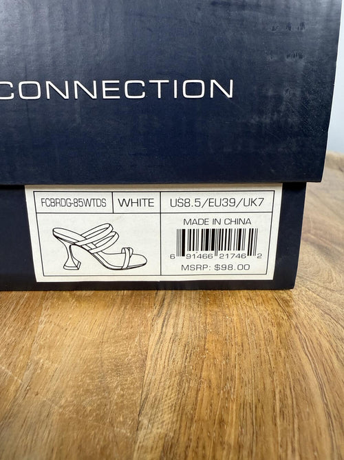 French Connection White Strappy Block Heel Sandal Womens US 8.5 NWB