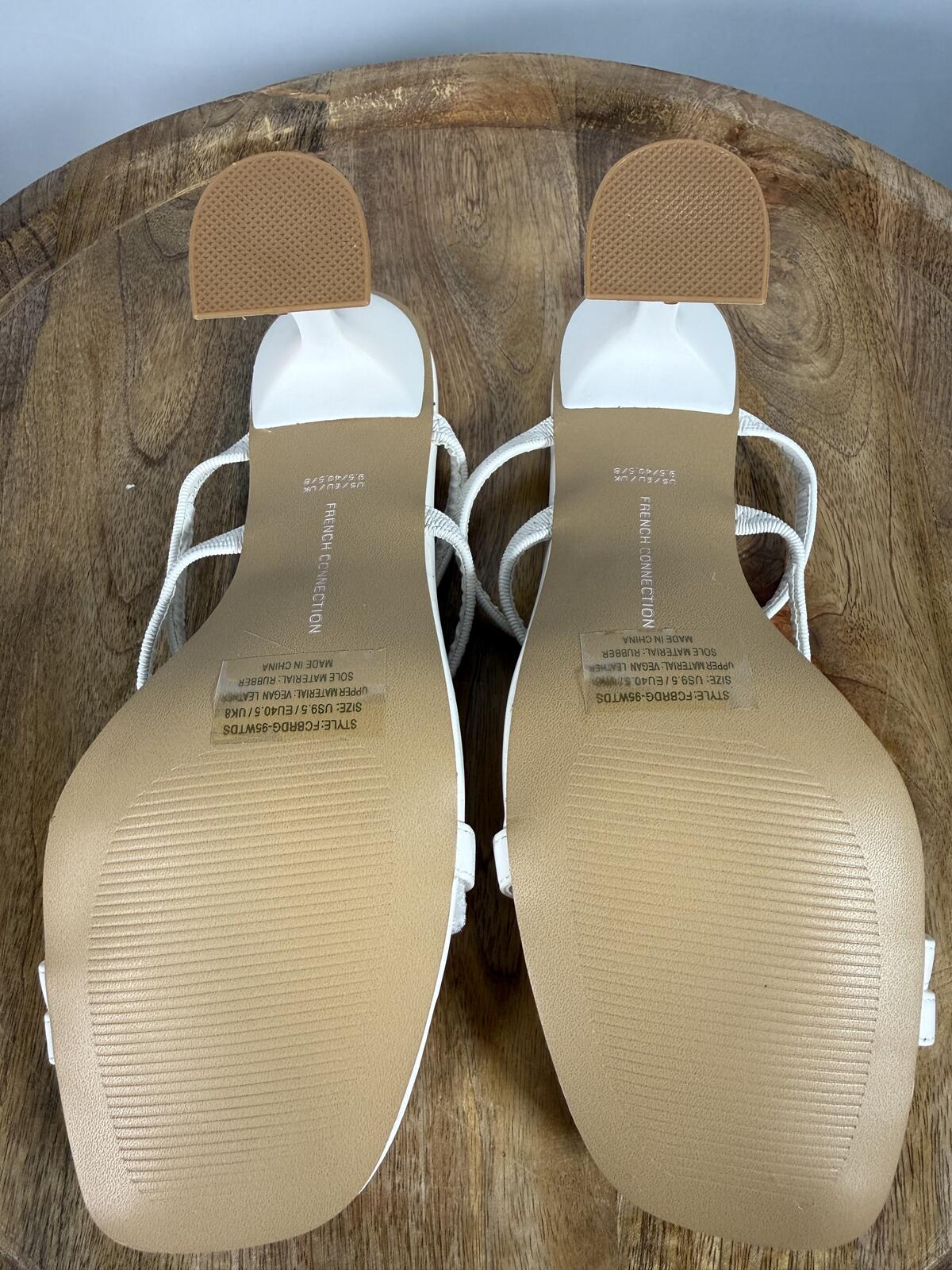 French Connection White Strappy Block Heel Sandal Womens US 9.5 NWB
