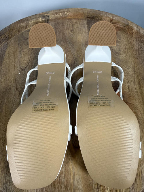 French Connection White Strappy Block Heel Sandal Womens US 9.5 NWB