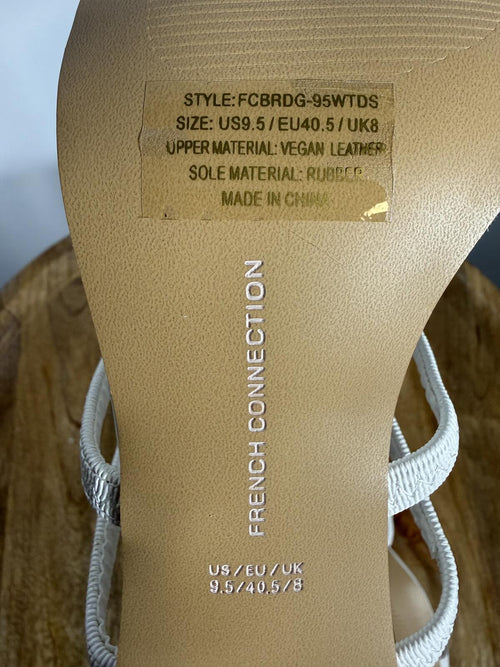 French Connection White Strappy Block Heel Sandal Womens US 9.5 NWB