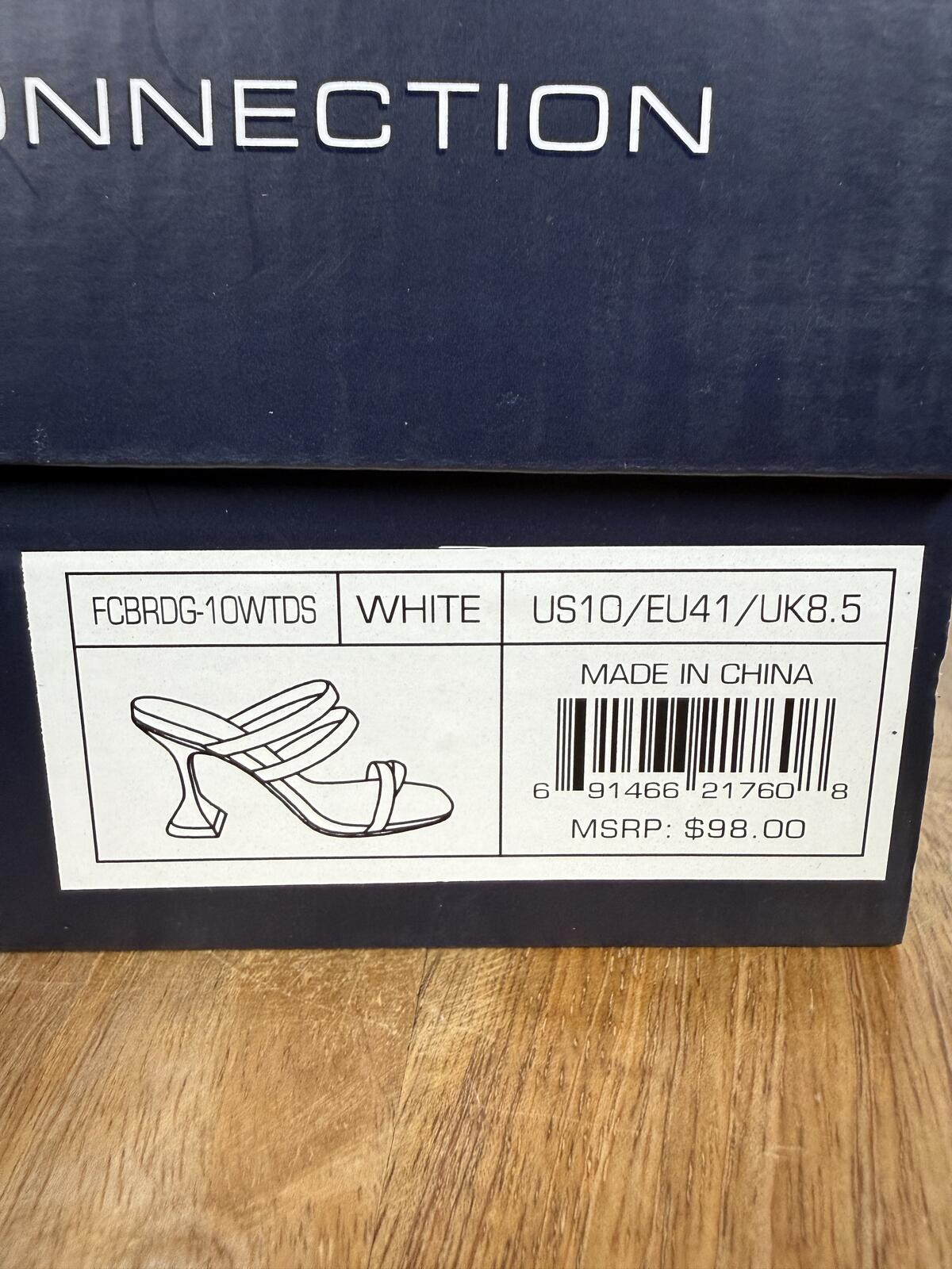 French Connection White Strappy Block Heel Sandal Womens US 10 NWB