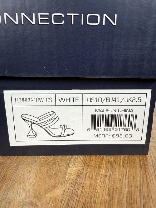 French Connection White Strappy Block Heel Sandal Womens US 10 NWB