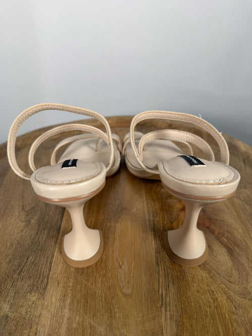 French Connection Heels Nude Strappy Square Toe Block Heel Sandals US 10 NWB