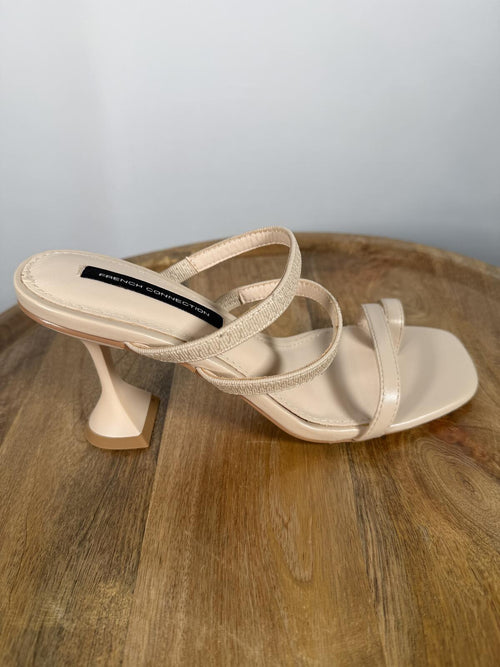 French Connection Heels Nude Strappy Square Toe Block Heel Sandals US 8 NWB