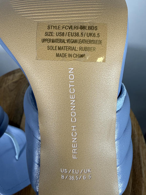 French Connection Heels Blue Thong Strap Square Toe Padded Sandals US 8 NWB