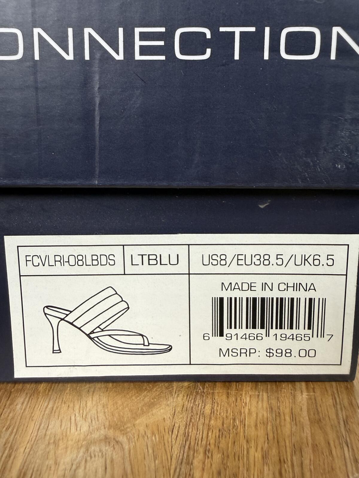 French Connection Heels Blue Thong Strap Square Toe Padded Sandals US 8 NWB