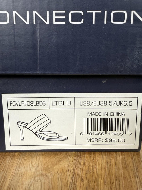 French Connection Heels Blue Thong Strap Square Toe Padded Sandals US 8 NWB