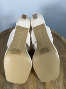 French Connection Heels White Thong Strap Square Toe Padded Sandals Size 8.5 NWB