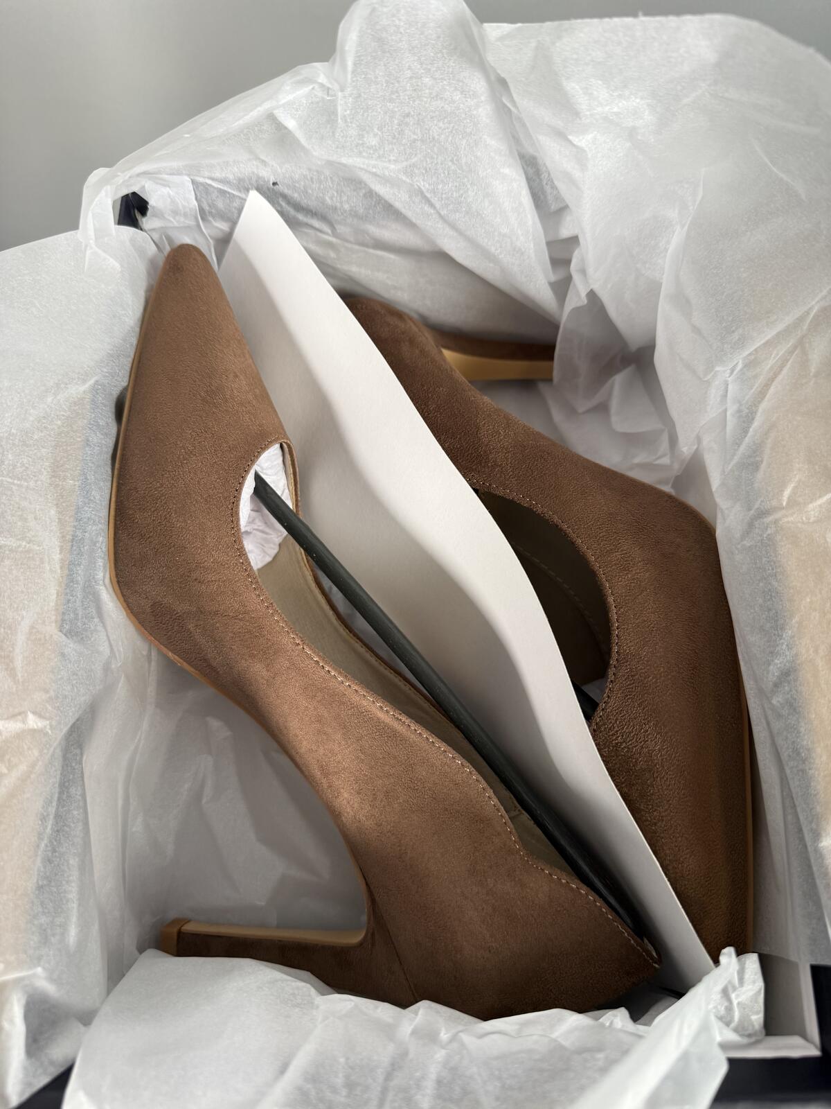 French Connection Suede Pointed Toe Heels Brown Stiletto Pumps US 8 NWB
