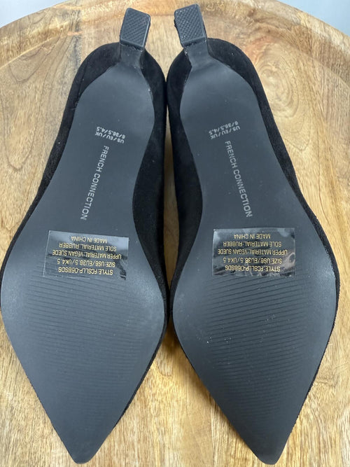 French Connection Black Suede Pointed Toe Pumps Heels Women's US Size 6 NWB