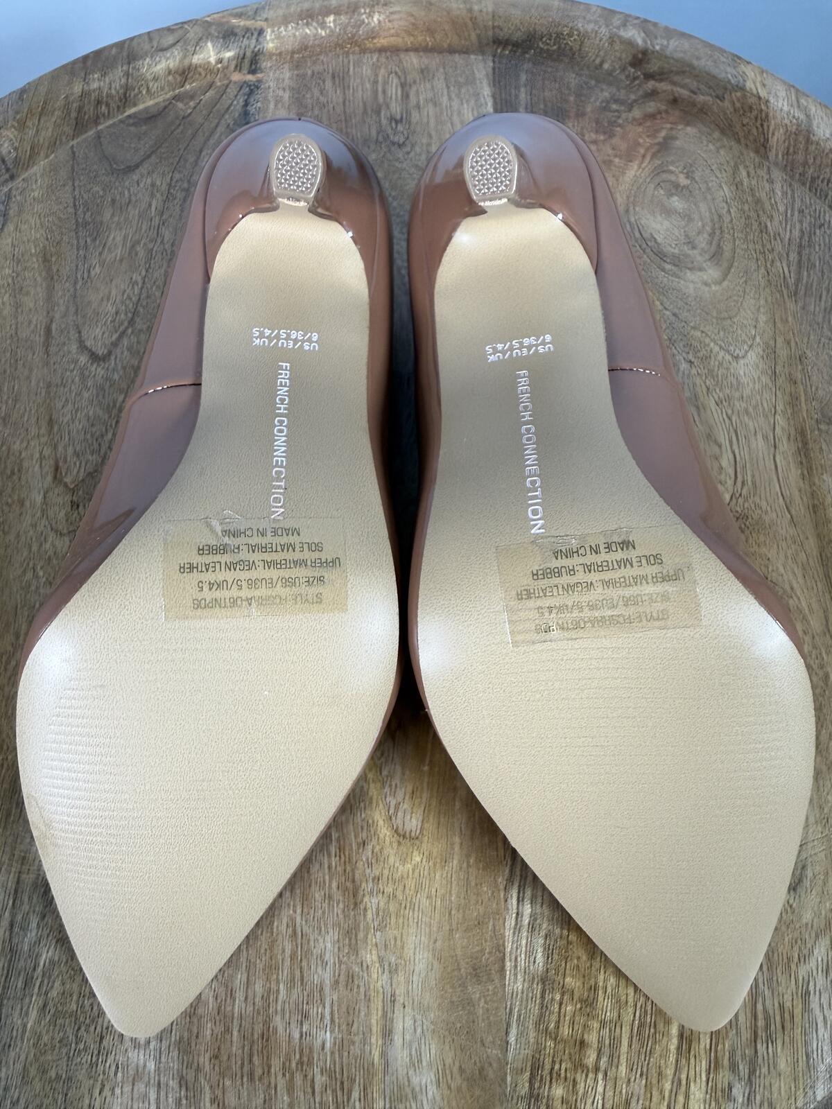 French Connection Patent Leather Nude Heels Pumps US 6 NWB