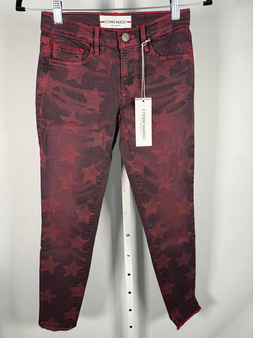 NWT Etienne Marcel Red Star Print Skinny Jeans Size 26