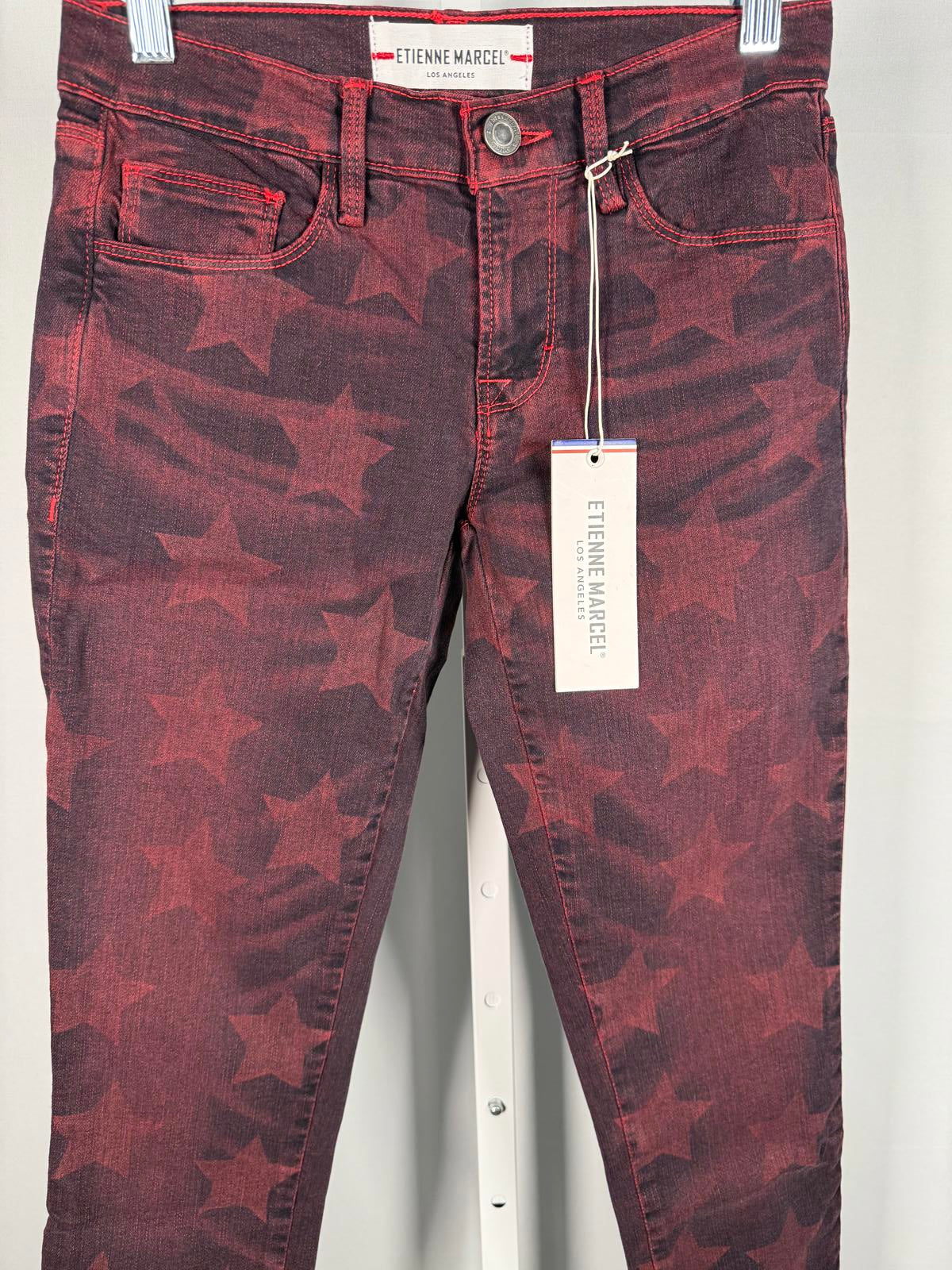 NWT Etienne Marcel Red Star Print Skinny Jeans Size 26