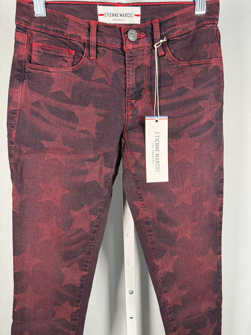 NWT Etienne Marcel Red Star Print Skinny Jeans Size 26