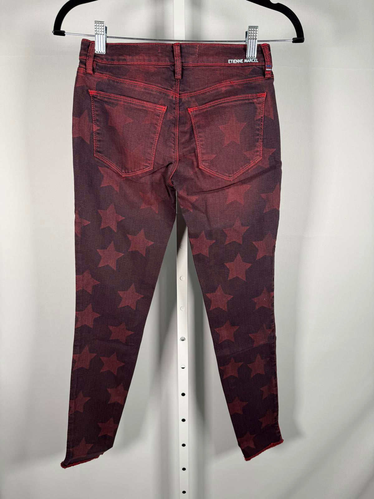 NWT Etienne Marcel Red Star Print Skinny Jeans Size 26