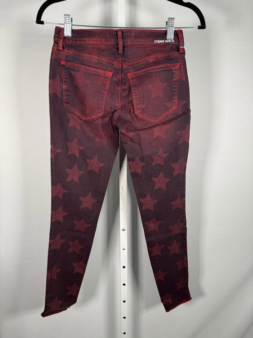 NWT Etienne Marcel Red Star Print Skinny Jeans Size 26